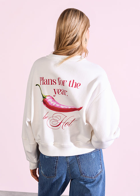 Jersey Sweatshirt mit Print offwhite patterned