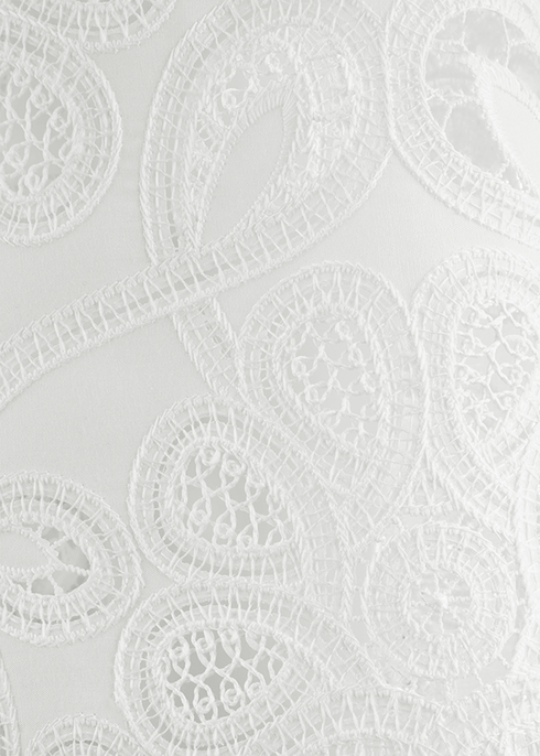 Popelinebluse mit Bestickten Ärmeln offwhite