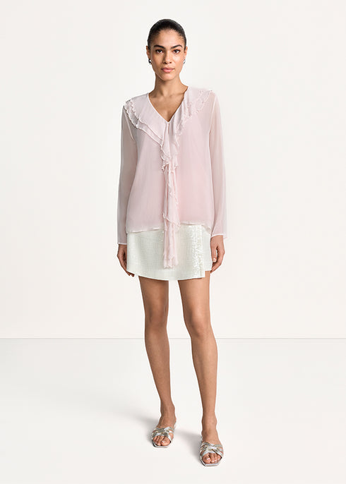 Fließende Bluse Mit Volantdetail blush