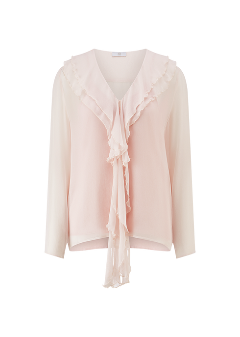 Fließende Bluse Mit Volantdetail blush