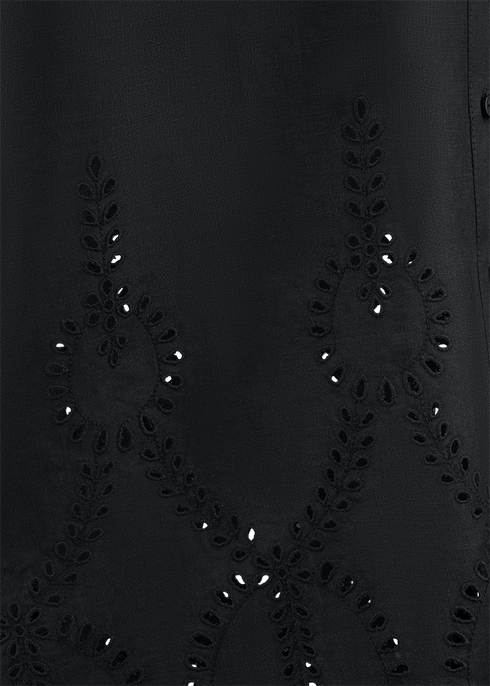 Kleid aus Besticktem Leinen black