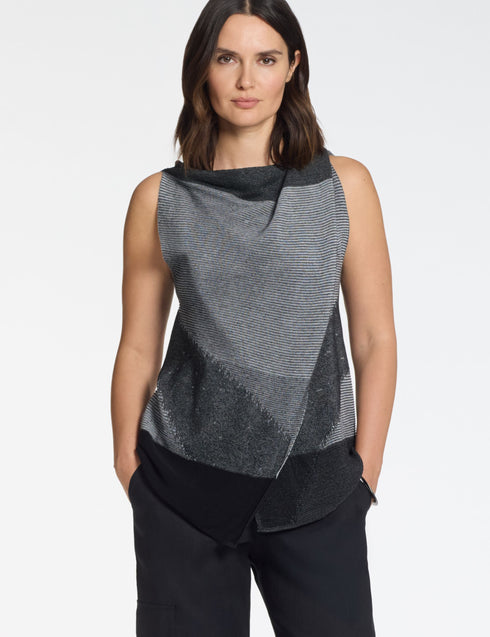 Ärmelloser Pullover – Jacquard Schwarz