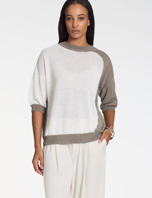 Kurzärmeliger Pullover TAUPE