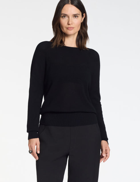 Pullover V-Ausschnitt nahtlos Schwarz