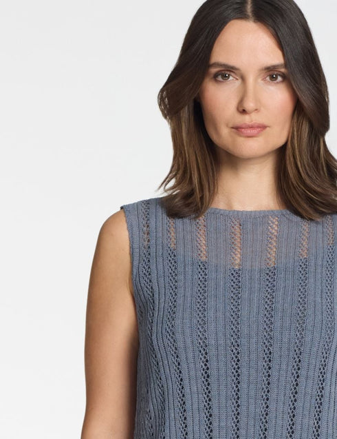 Ärmelloser Pullover BLAU GRAU