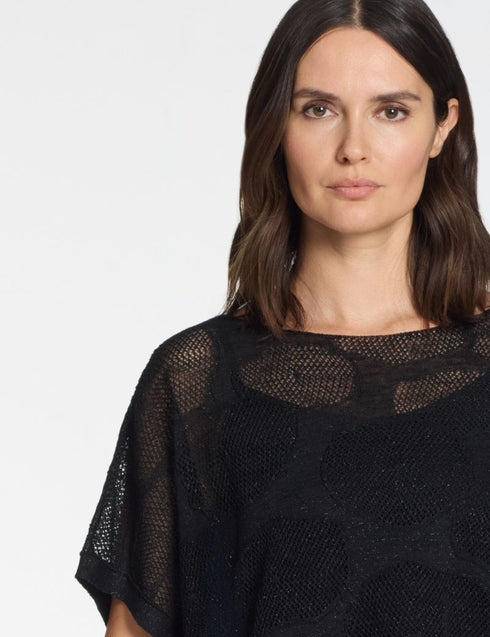 Pullover Leinen Baumwollblüten Schwarz