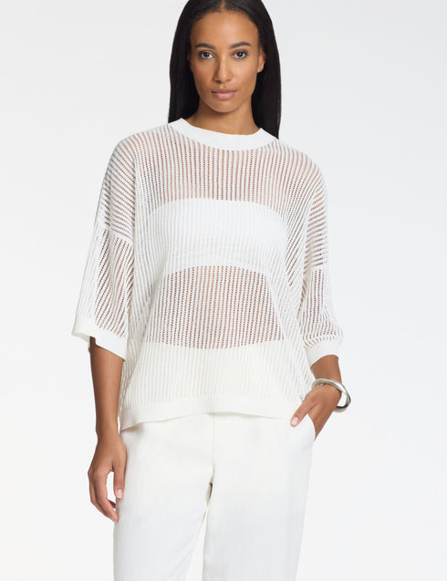 Oversize-Pullover Mesh-Effekt KREIDE