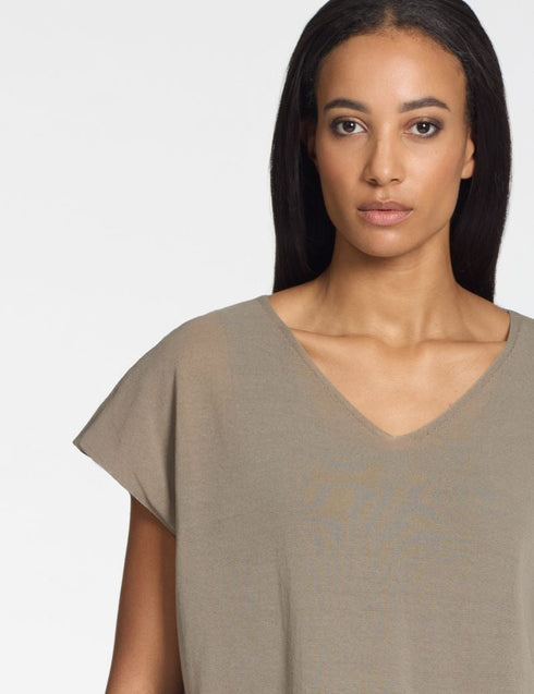 V-Pullover – Mako-Baumwolle TAUPE