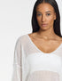 V-Pullover – Mesh-Effekt KREIDE