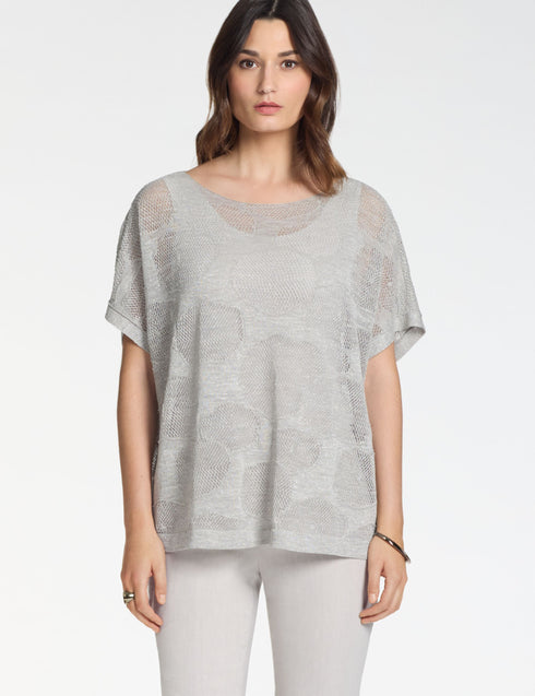 Pullover Leinen Baumwollblüten PERLGRÜN