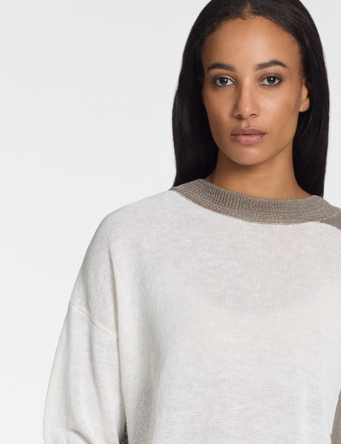 Kurzärmeliger Pullover TAUPE