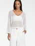 V-Pullover – Mesh-Effekt KREIDE