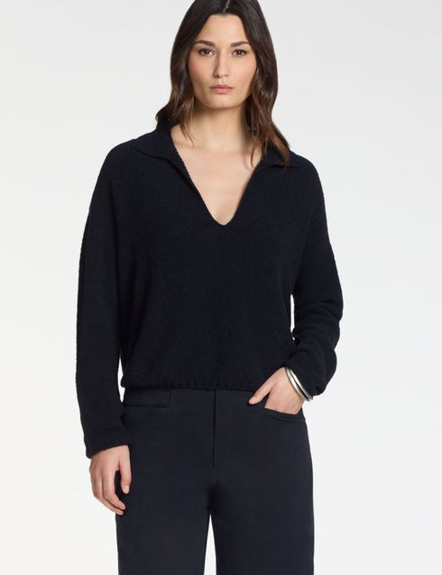 Polopulli – Frotté-Textur Schwarz