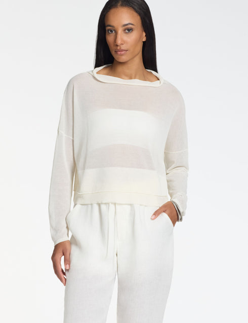 Kurzer Pullover – Baumwolle KREIDE