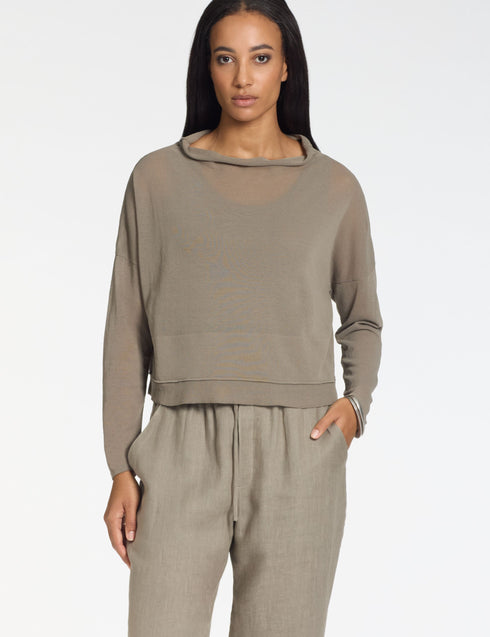 Kurzer Pullover – Baumwolle TAUPE