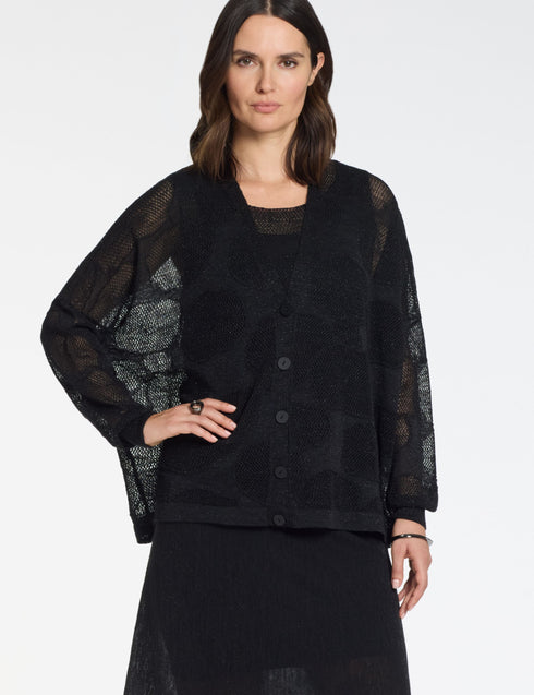 Strickjacke – Baumwollblüten Schwarz