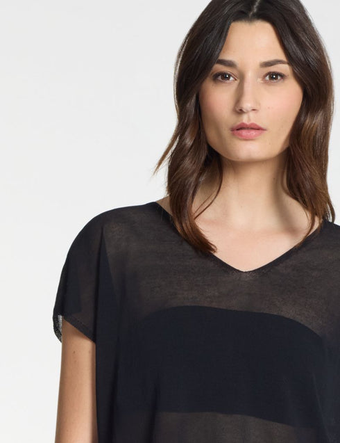 V-Pullover – Mako-Baumwolle Schwarz