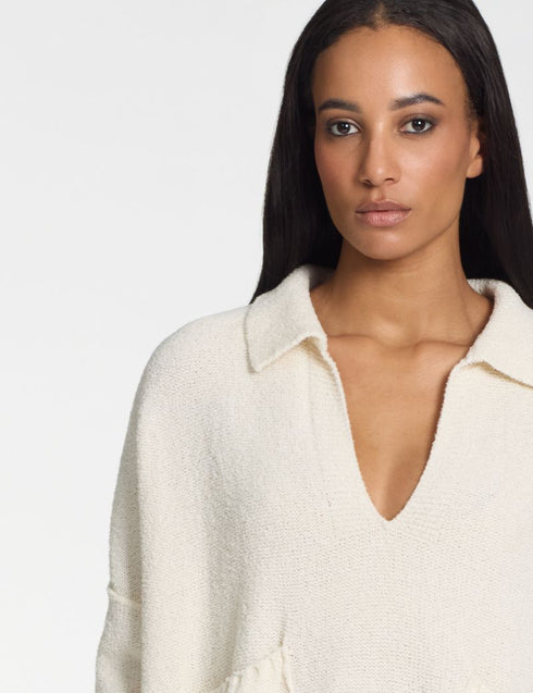 Pullover Taschen Frotté-Textur KREIDE