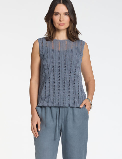 Ärmelloser Pullover BLAU GRAU