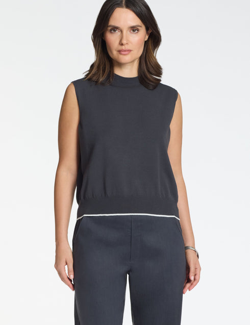 Ärmelloser Pullover – Besatz ANTHRACITE