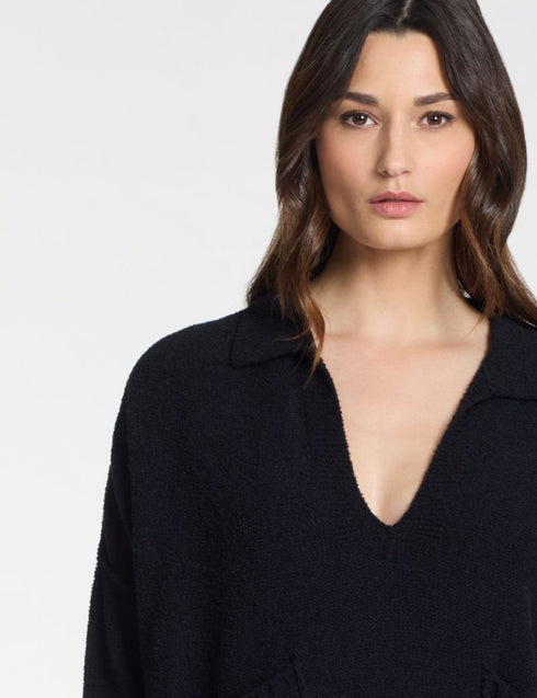 Pullover Taschen Frotté-Textur Schwarz