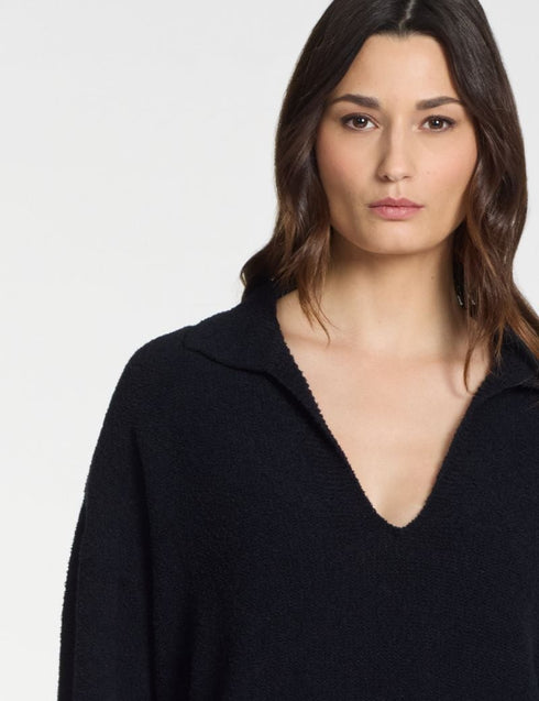 Polopulli – Frotté-Textur Schwarz