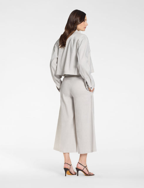 Jacke – Stretch-Leinen PERLGRÜN