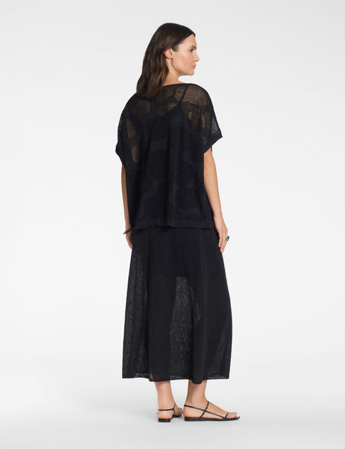 Pullover Leinen Baumwollblüten Schwarz