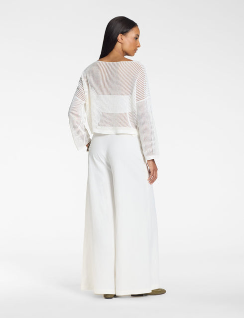 V-Pullover – Mesh-Effekt KREIDE