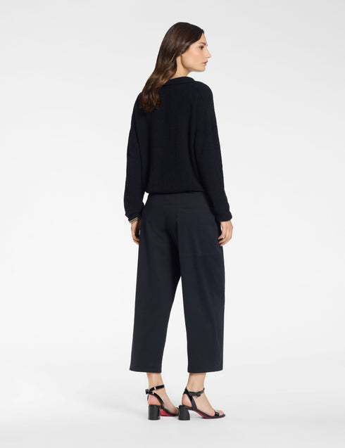 Polopulli – Frotté-Textur Schwarz