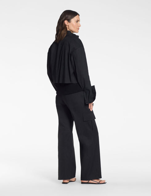 Jacke – Stretch-Leinen Schwarz