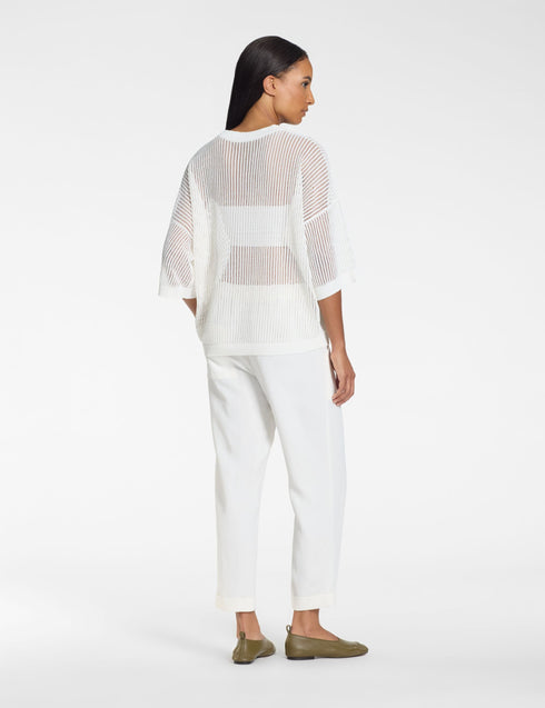 Oversize-Pullover Mesh-Effekt KREIDE